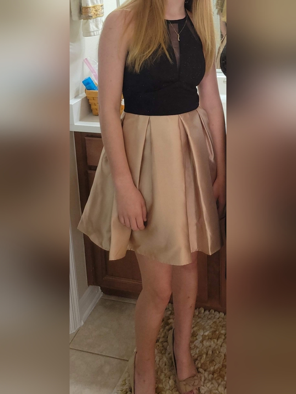 Junior's Satin Pleated Gold Skirt - Elegant A-Line